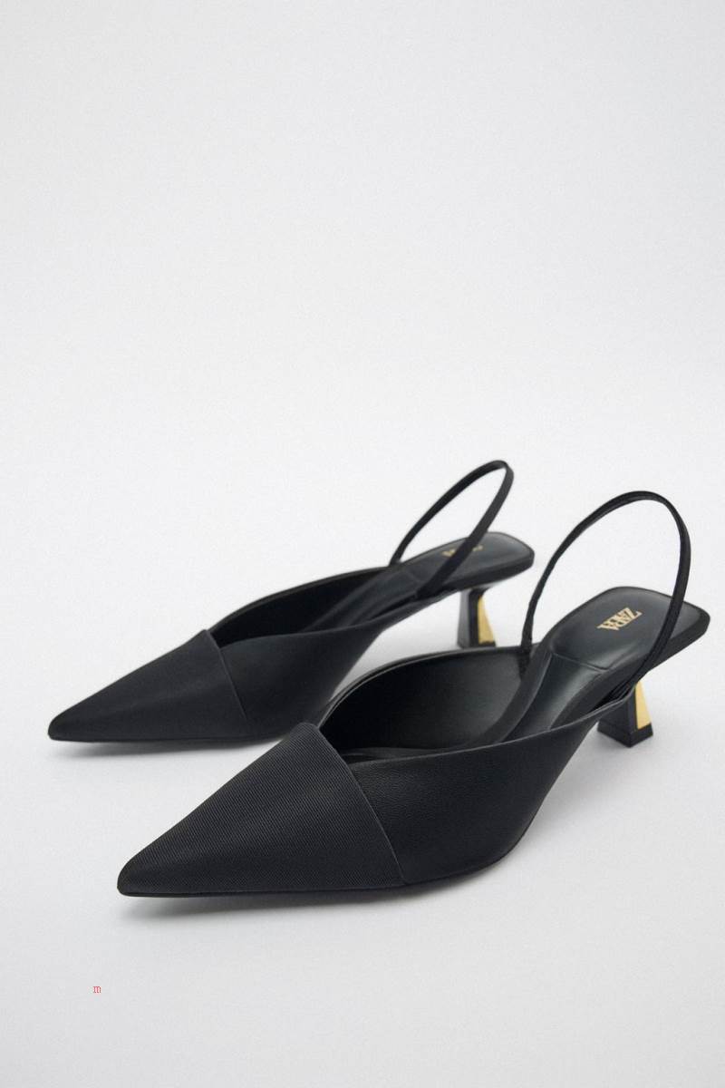 ZARA HIGH-HEEL SLINGBACK Högklackade Skor Dam Svarta | KBQPN-0245