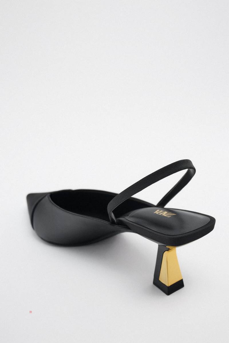 ZARA HIGH-HEEL SLINGBACK Högklackade Skor Dam Svarta | KBQPN-0245
