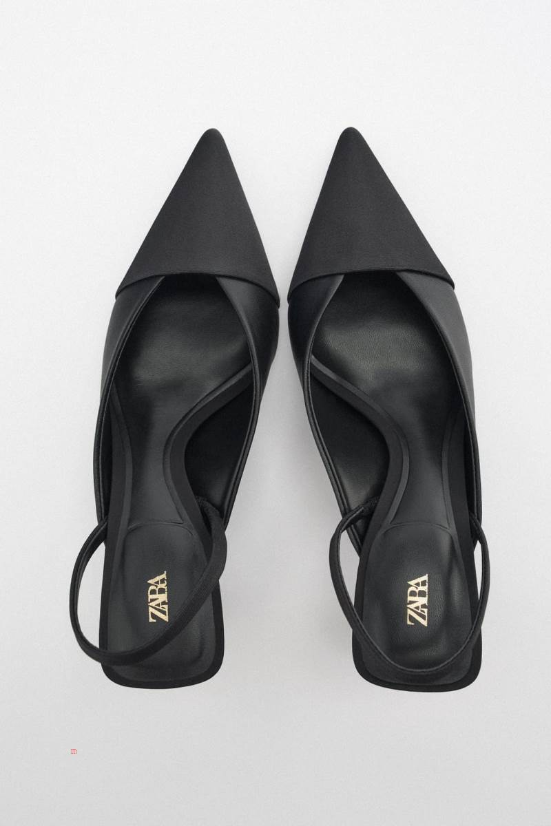 ZARA HIGH-HEEL SLINGBACK Högklackade Skor Dam Svarta | KBQPN-0245