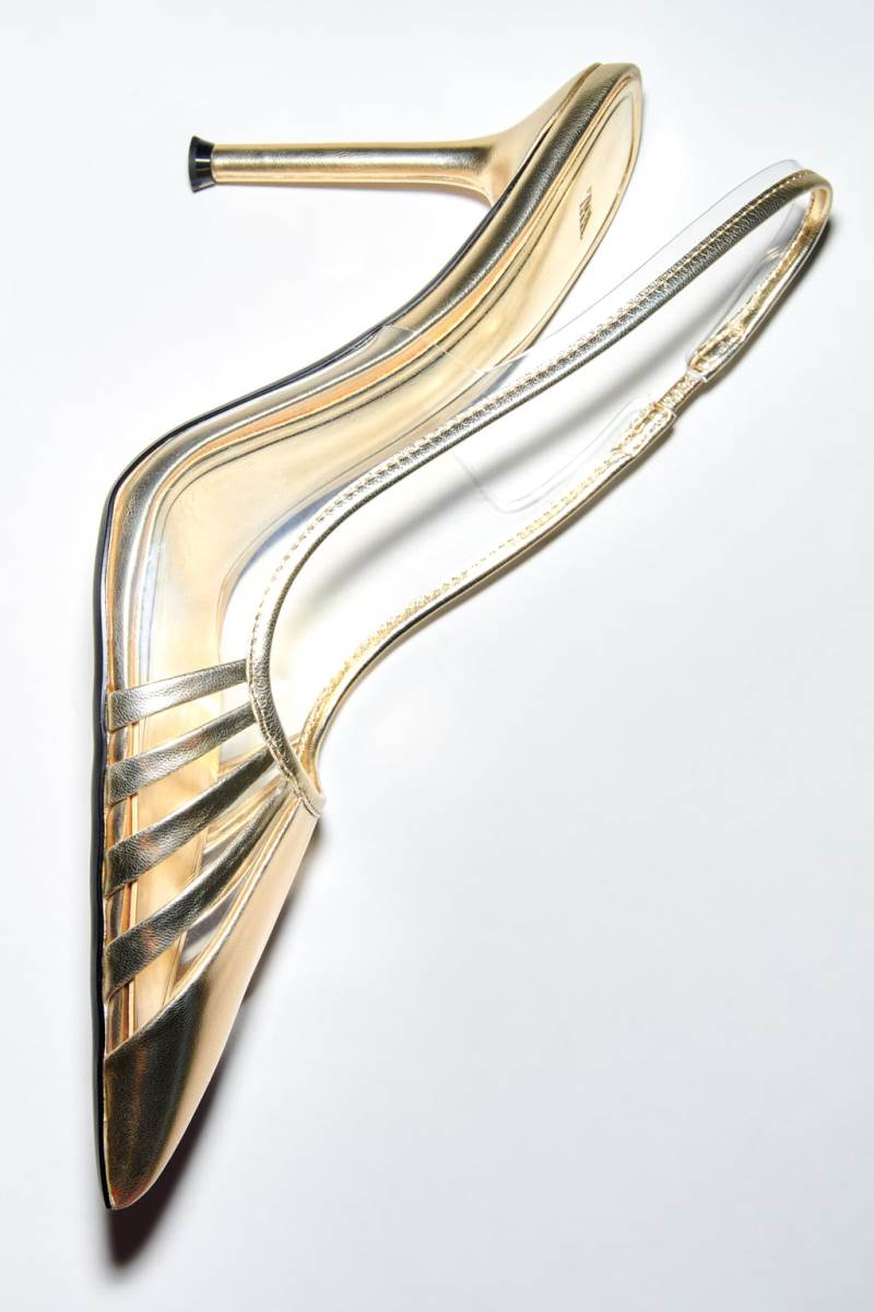 ZARA HIGH-HEEL SLINGBACK Högklackade Skor Dam Guld | QHGLS-7452
