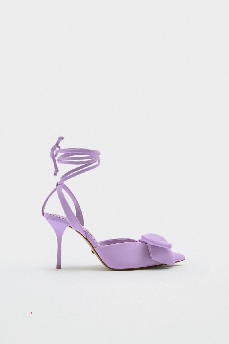 ZARA HIGH-HEEL SLINGBACK WITH BOW Högklackade Skor Dam Lila | OTDEM-1328