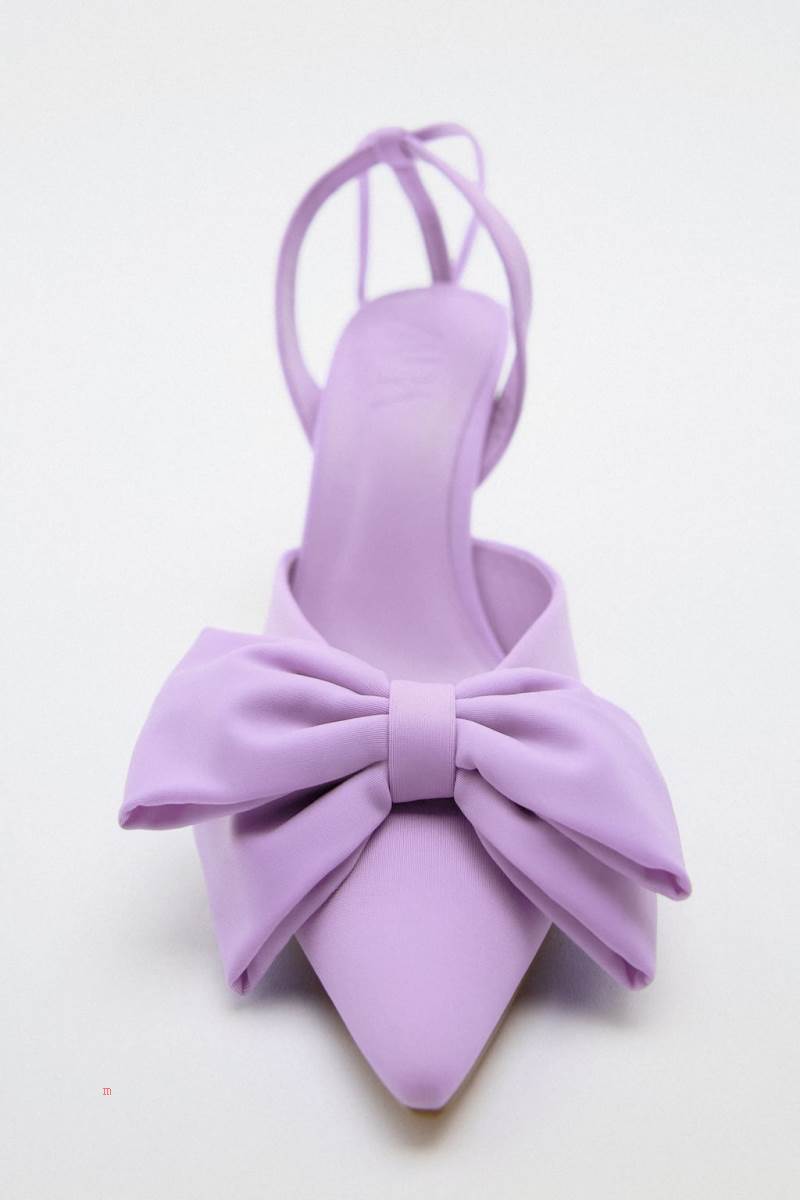 ZARA HIGH-HEEL SLINGBACK WITH BOW Högklackade Skor Dam Lila | OTDEM-1328