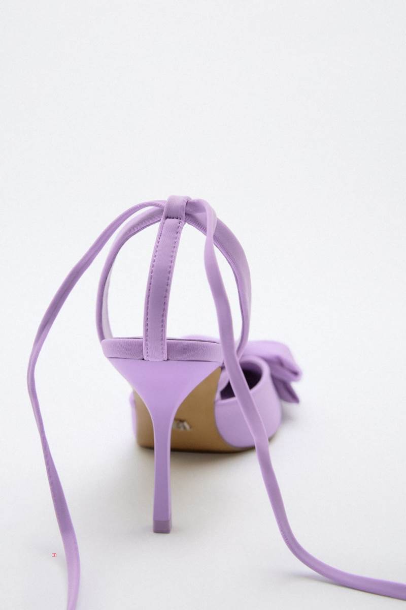 ZARA HIGH-HEEL SLINGBACK WITH BOW Högklackade Skor Dam Lila | OTDEM-1328