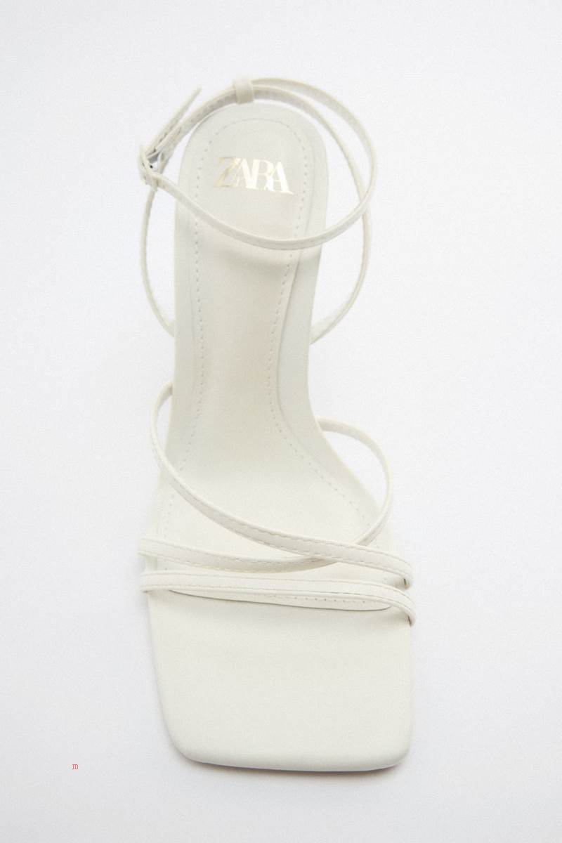 ZARA HIGH-HEEL STRAPPY Sandaler Dam Vita | QMGZA-3269