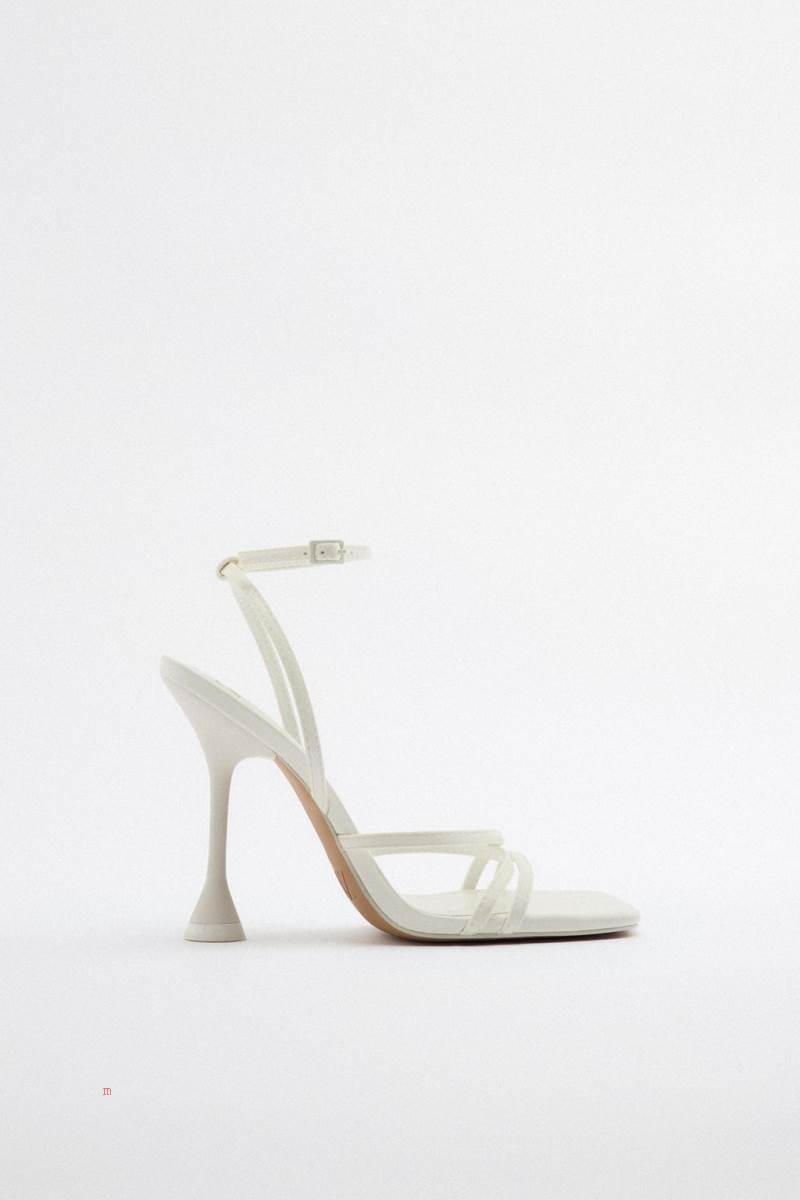 ZARA HIGH-HEEL STRAPPY Sandaler Dam Vita | QMGZA-3269
