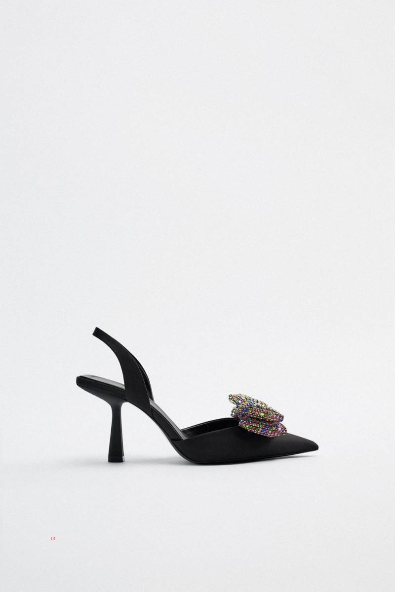 ZARA HIGH-HEEL WITH EMBELLISHED BOW Klackskor Dam Svarta | AHCIO-7485