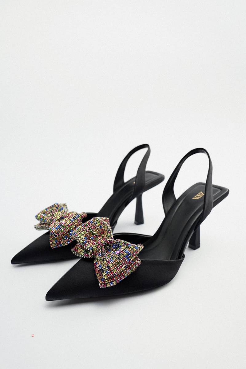 ZARA HIGH-HEEL WITH EMBELLISHED BOW Klackskor Dam Svarta | AHCIO-7485