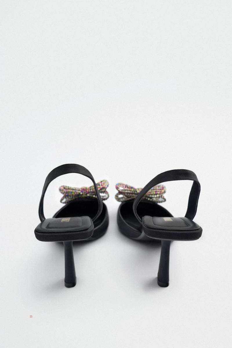ZARA HIGH-HEEL WITH EMBELLISHED BOW Klackskor Dam Svarta | AHCIO-7485