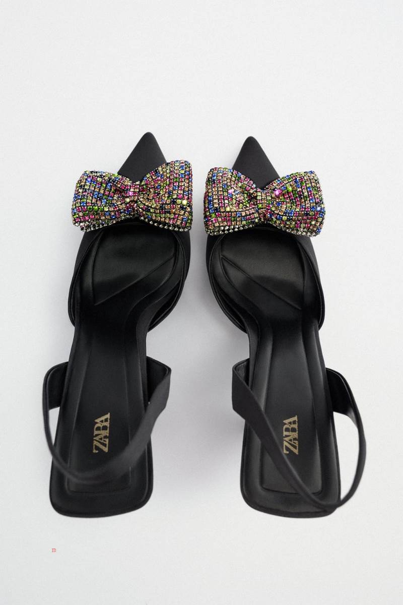 ZARA HIGH-HEEL WITH EMBELLISHED BOW Klackskor Dam Svarta | AHCIO-7485