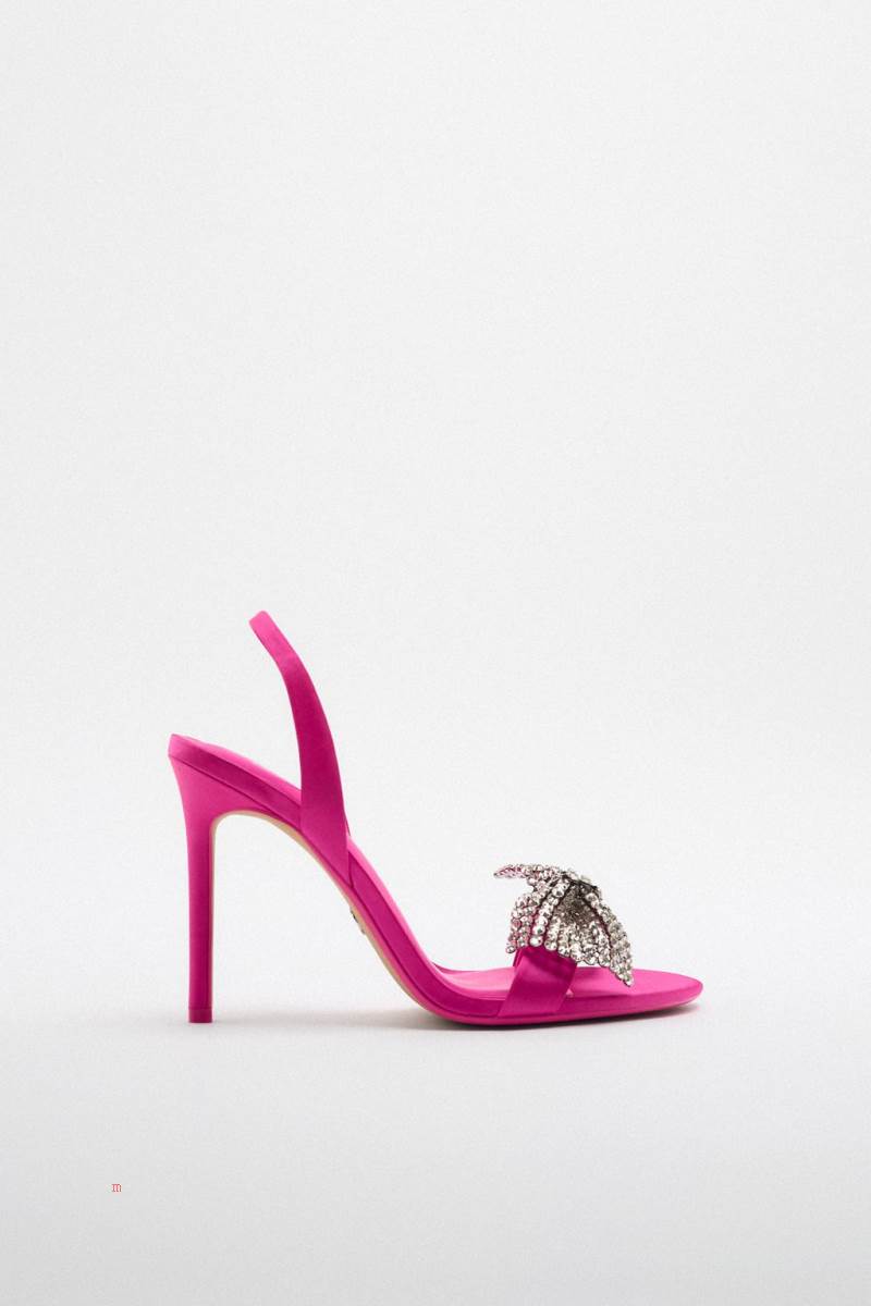 ZARA HIGH-HEEL WITH EMBELLISHED BOW Sandaler Dam Fuchsia | ZGAUV-6930