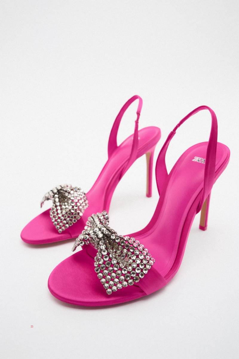 ZARA HIGH-HEEL WITH EMBELLISHED BOW Sandaler Dam Fuchsia | ZGAUV-6930