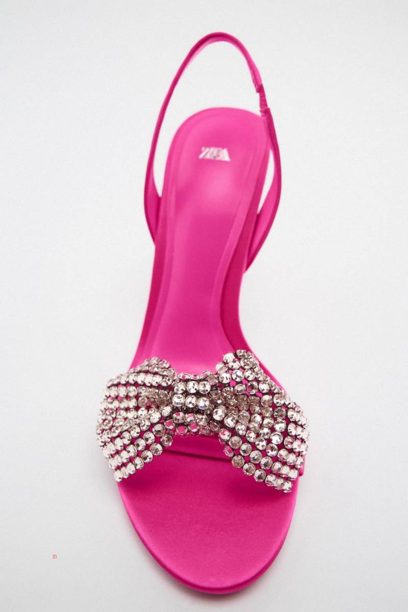 ZARA HIGH-HEEL WITH EMBELLISHED BOW Sandaler Dam Fuchsia | ZGAUV-6930