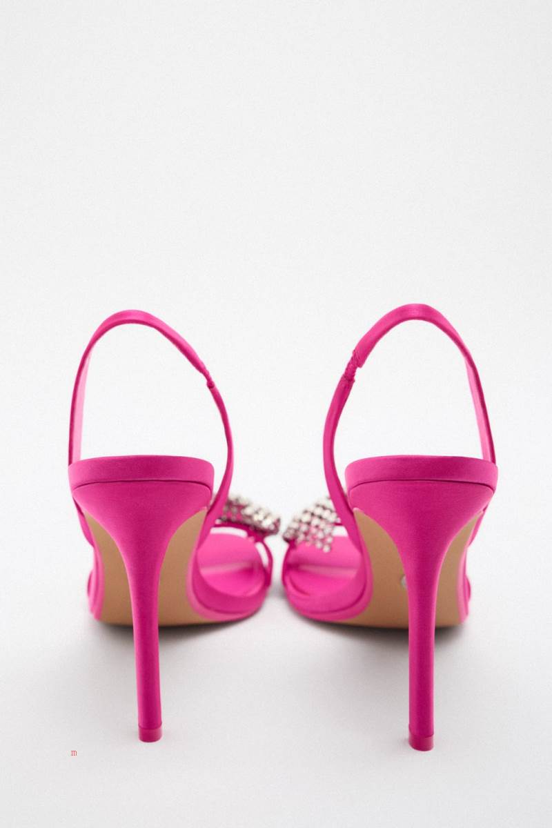 ZARA HIGH-HEEL WITH EMBELLISHED BOW Sandaler Dam Fuchsia | ZGAUV-6930