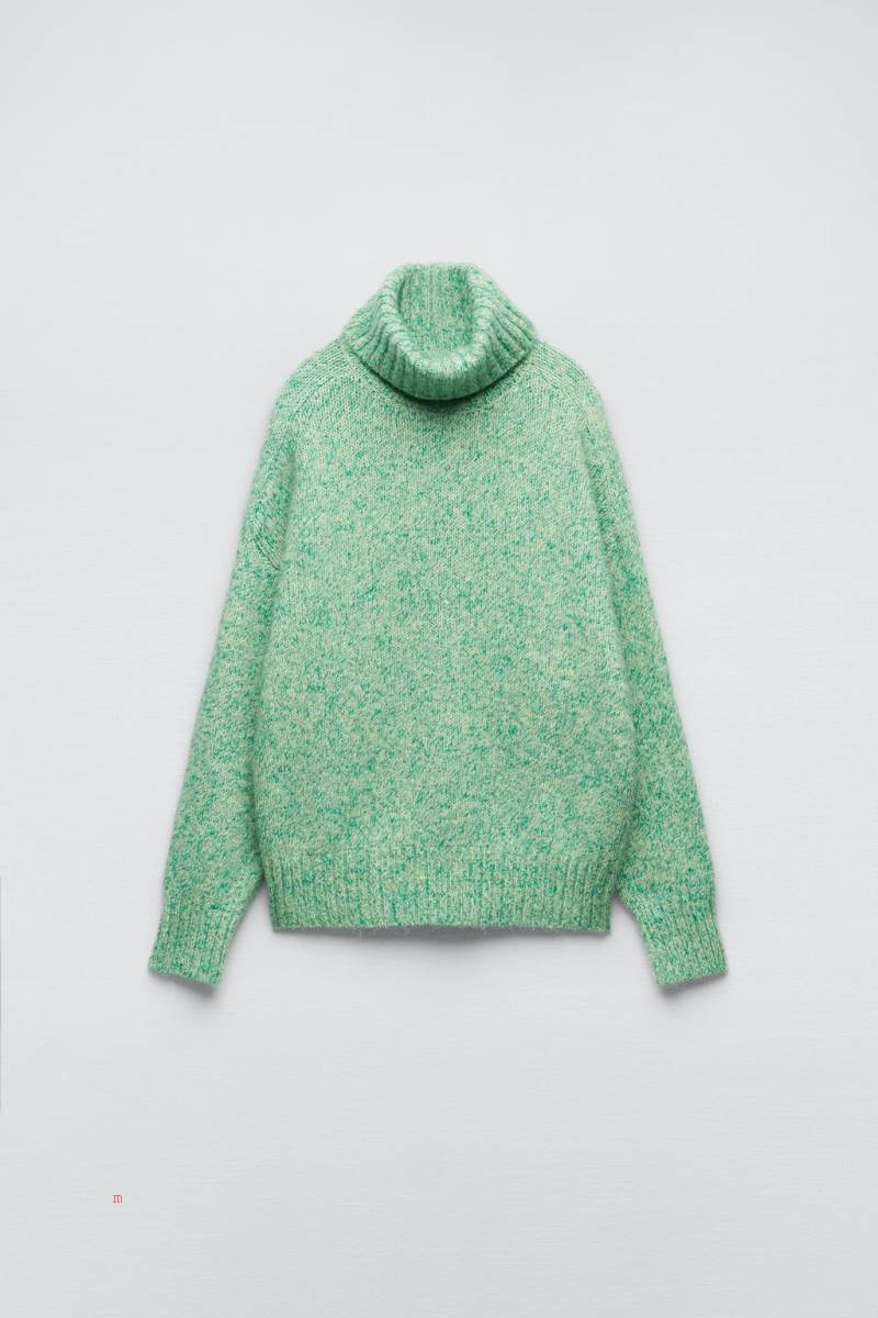 ZARA HIGH NECK KNIT Tröjor Dam Gröna | BNZKY-9726