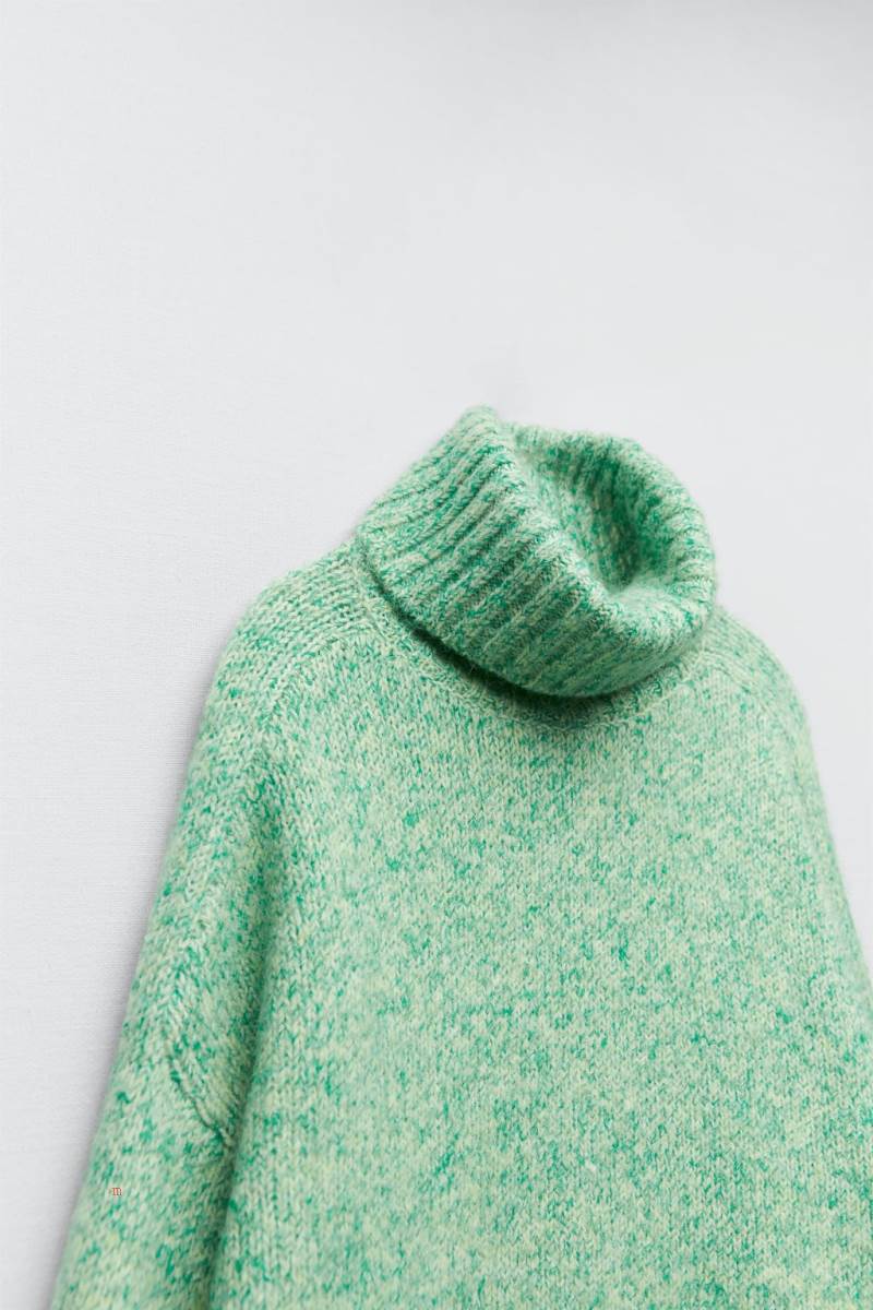 ZARA HIGH NECK KNIT Tröjor Dam Gröna | BNZKY-9726