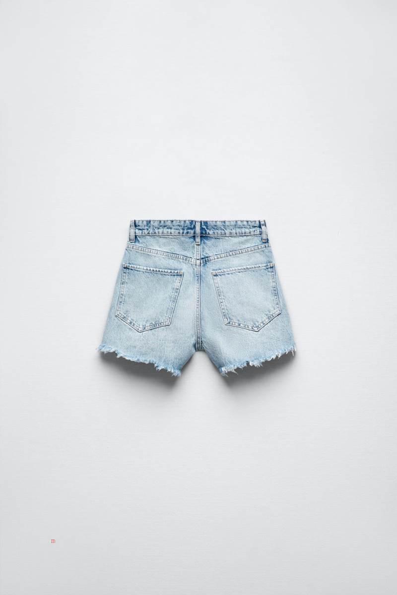 ZARA HIGH-RISE DENIM Shorts Dam Ljusblå | JFIVK-9523