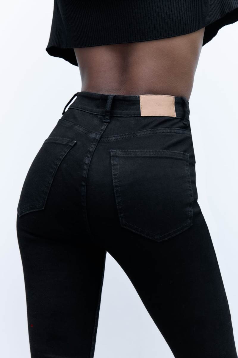 ZARA HIGH RISE SCULPT Mager Jeans Dam Svarta | ONUIY-8147