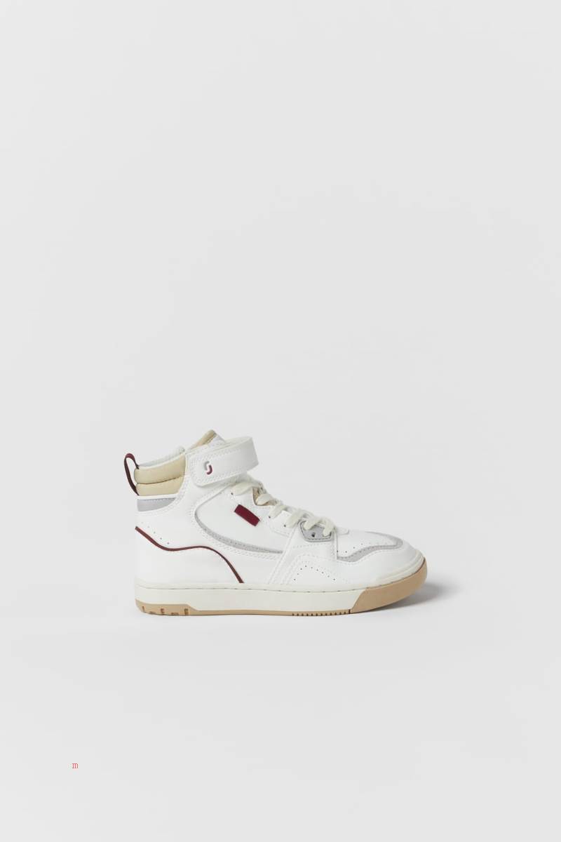 ZARA HIGH-TOP WITH DETAILING Sneakers Tjej Vita | KCSLE-9172
