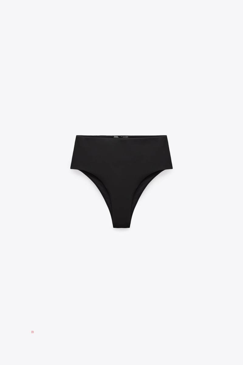 ZARA HIGH-WAIST BIKINI BOTTOMS Badkläder Dam Svarta | OUCAH-3806