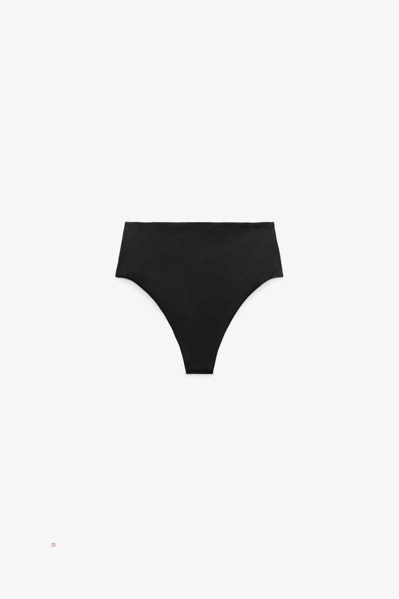 ZARA HIGH-WAIST BIKINI BOTTOMS Badkläder Dam Svarta | OUCAH-3806