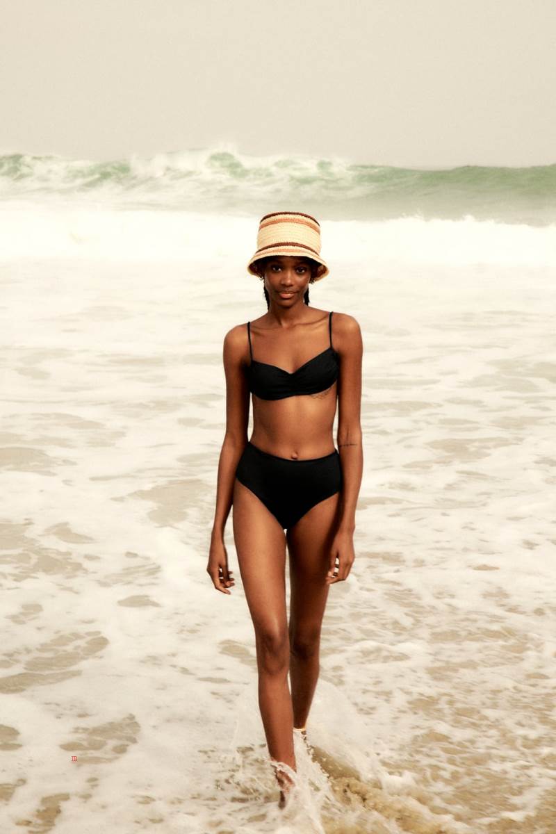 ZARA HIGH-WAIST BIKINI BOTTOMS Badkläder Dam Svarta | OUCAH-3806