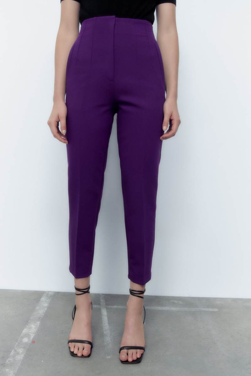 ZARA HIGH-WAIST Byxor Dam Lila | FRNSP-8534