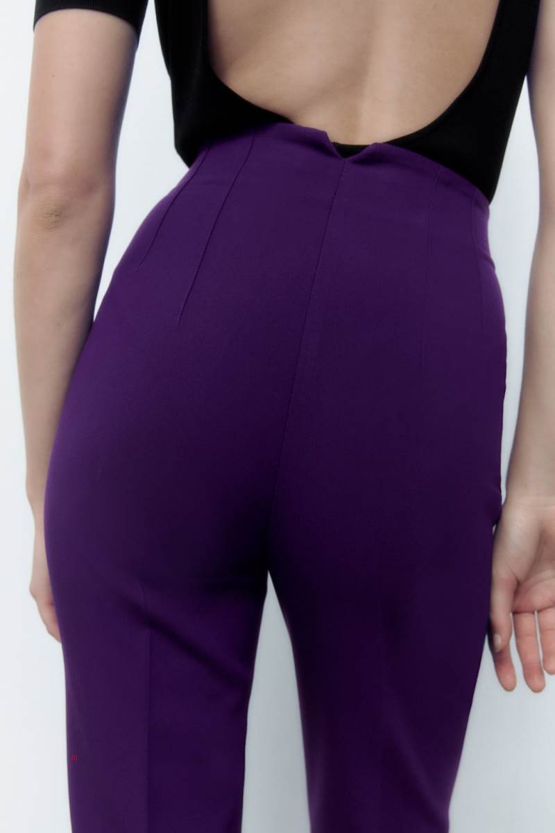 ZARA HIGH-WAIST Byxor Dam Lila | FRNSP-8534