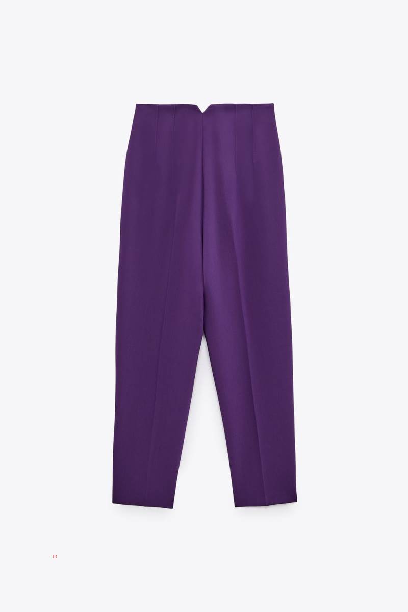 ZARA HIGH-WAIST Byxor Dam Lila | FRNSP-8534