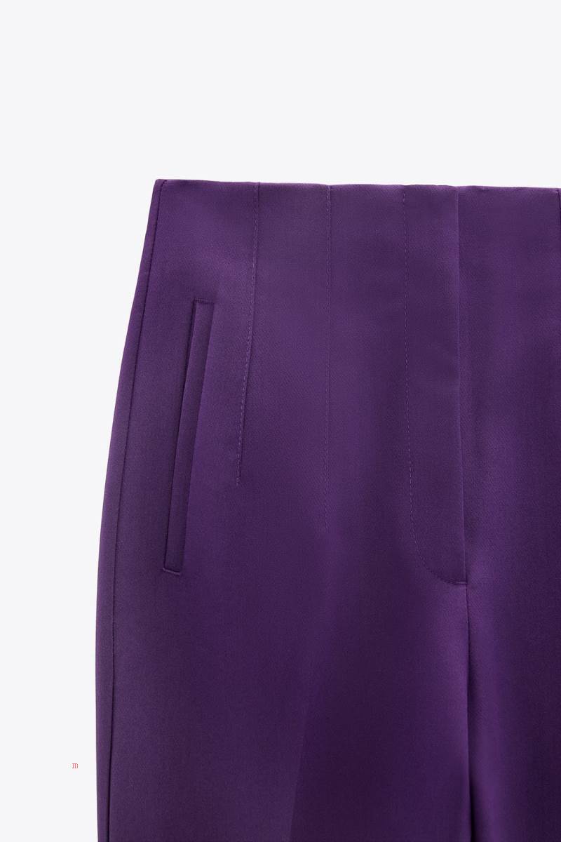 ZARA HIGH-WAIST Byxor Dam Lila | FRNSP-8534