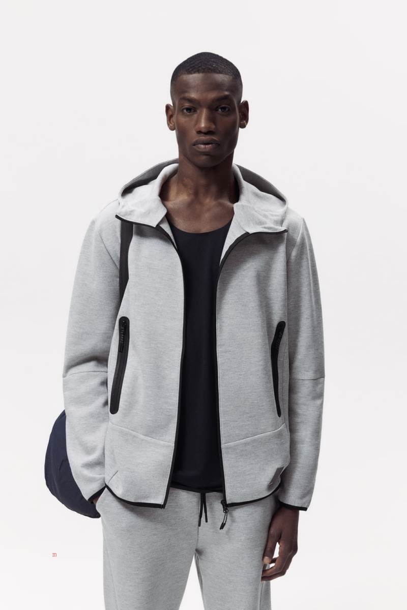ZARA HOODIE Hoodie Herr Grå | JZVBS-5807