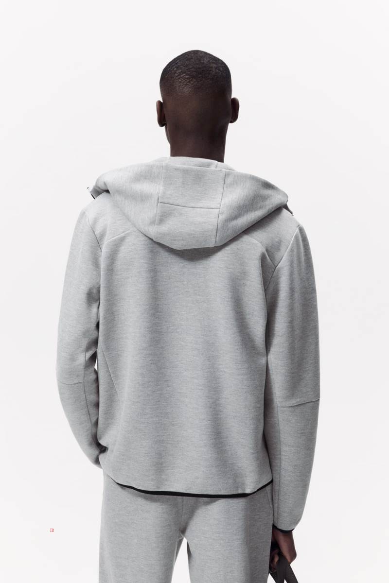 ZARA HOODIE Hoodie Herr Grå | JZVBS-5807