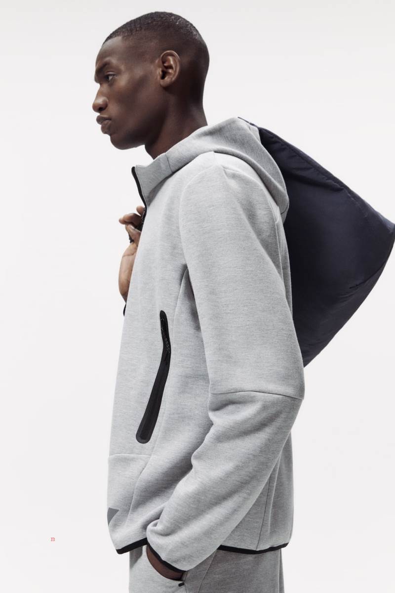 ZARA HOODIE Hoodie Herr Grå | JZVBS-5807