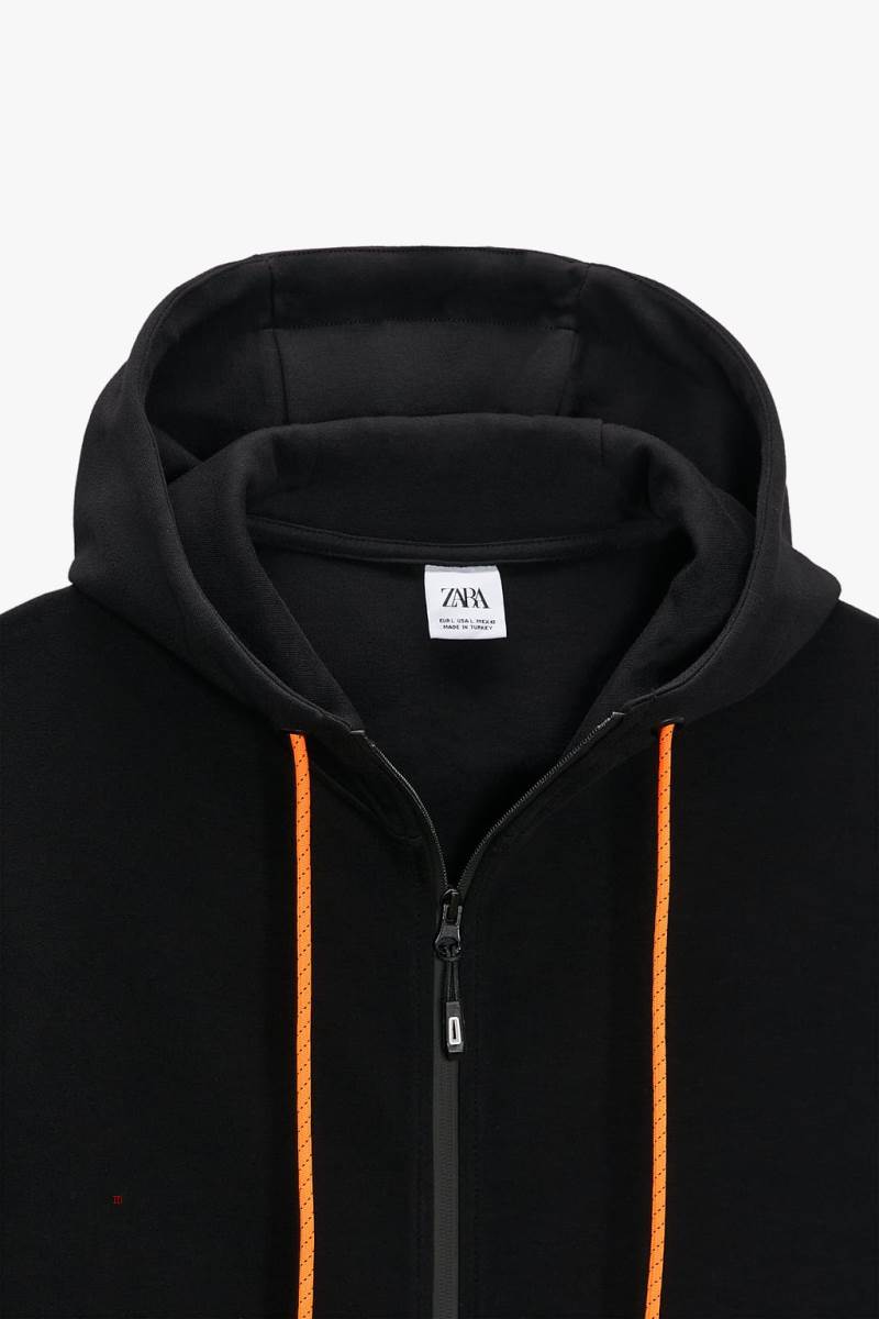ZARA HOODIE Hoodie Herr Svarta | FTWDL-9468