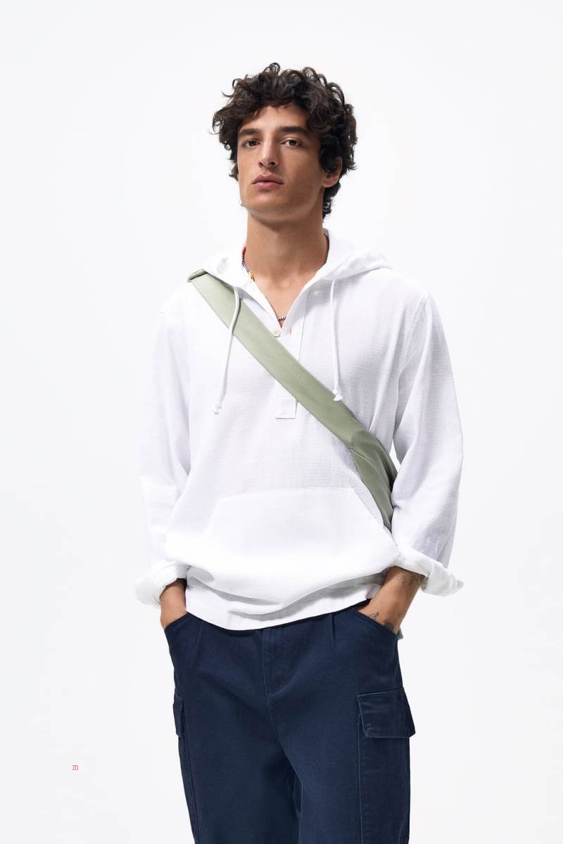 ZARA HOOD Övertröja Herr Vita | FRMOL-3689