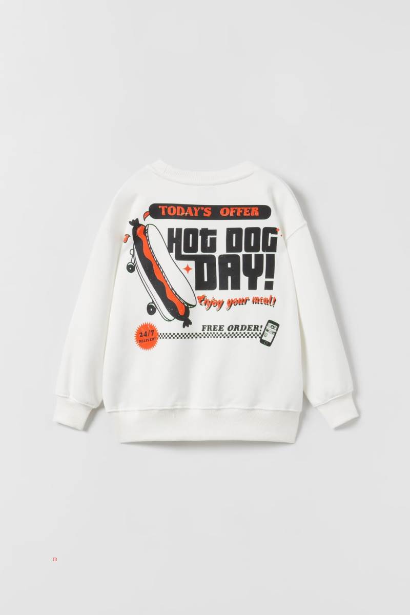 ZARA HOT DOG DAY Sweatshirt Pojke Vita | YLZBM-9301