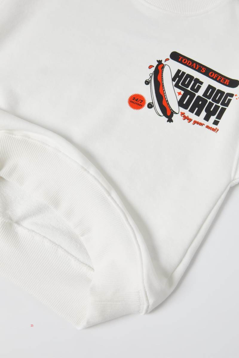 ZARA HOT DOG DAY Sweatshirt Pojke Vita | YLZBM-9301