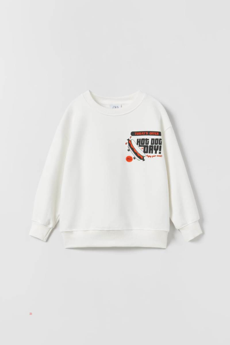 ZARA HOT DOG DAY Sweatshirt Pojke Vita | YLZBM-9301