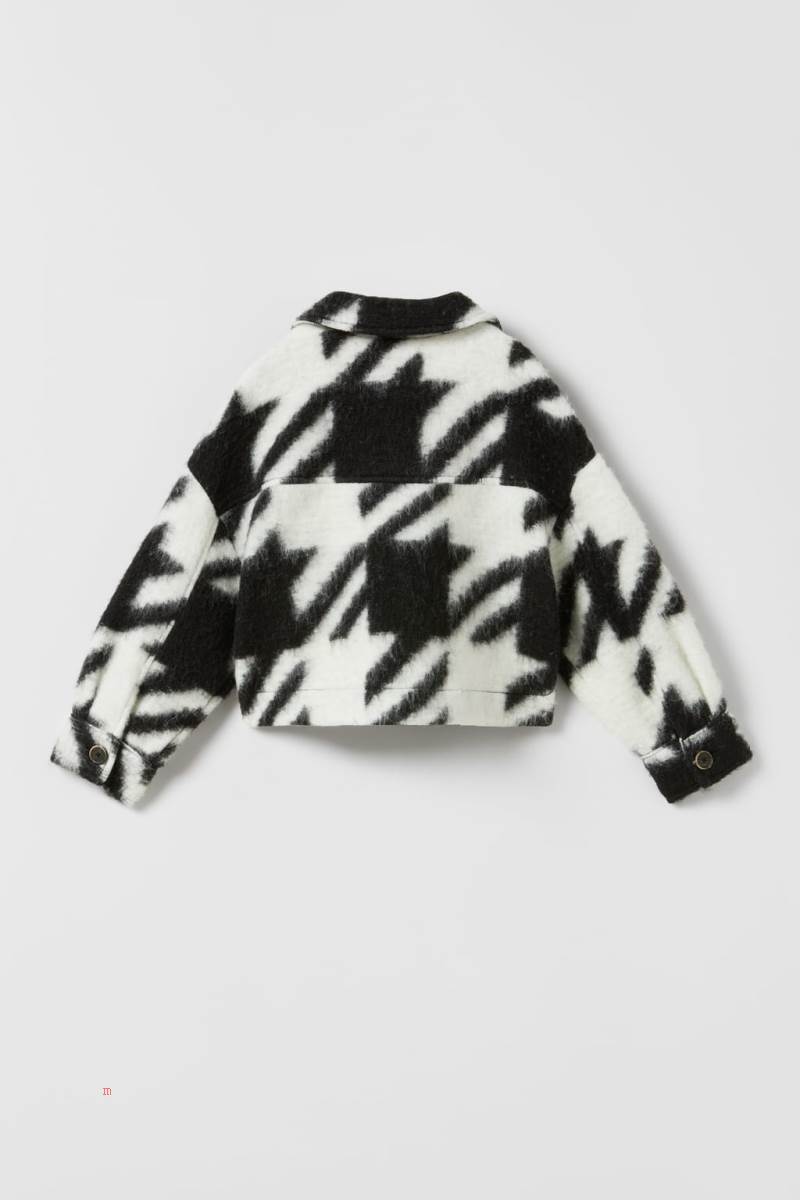 ZARA HOUNDSTOOTH CROPPED Övertröja Tjej Svarta Vita | KFVMP-7185