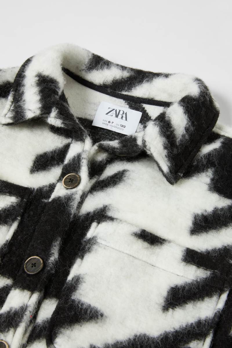 ZARA HOUNDSTOOTH CROPPED Övertröja Tjej Svarta Vita | KFVMP-7185