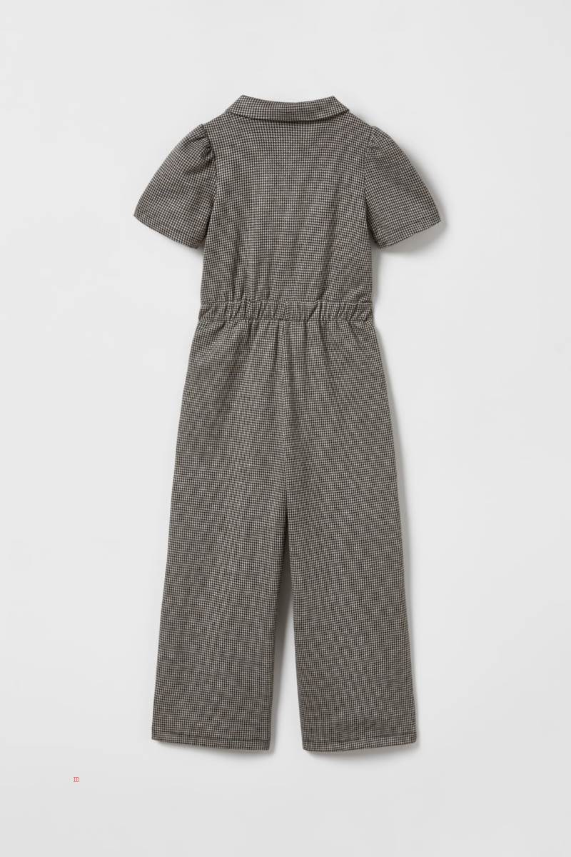 ZARA HOUNDSTOOTH Jumpsuit Tjej Grå | ELPGV-9746