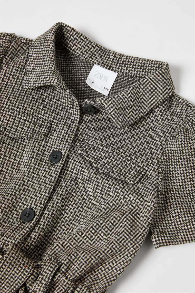 ZARA HOUNDSTOOTH Jumpsuit Tjej Grå | ELPGV-9746