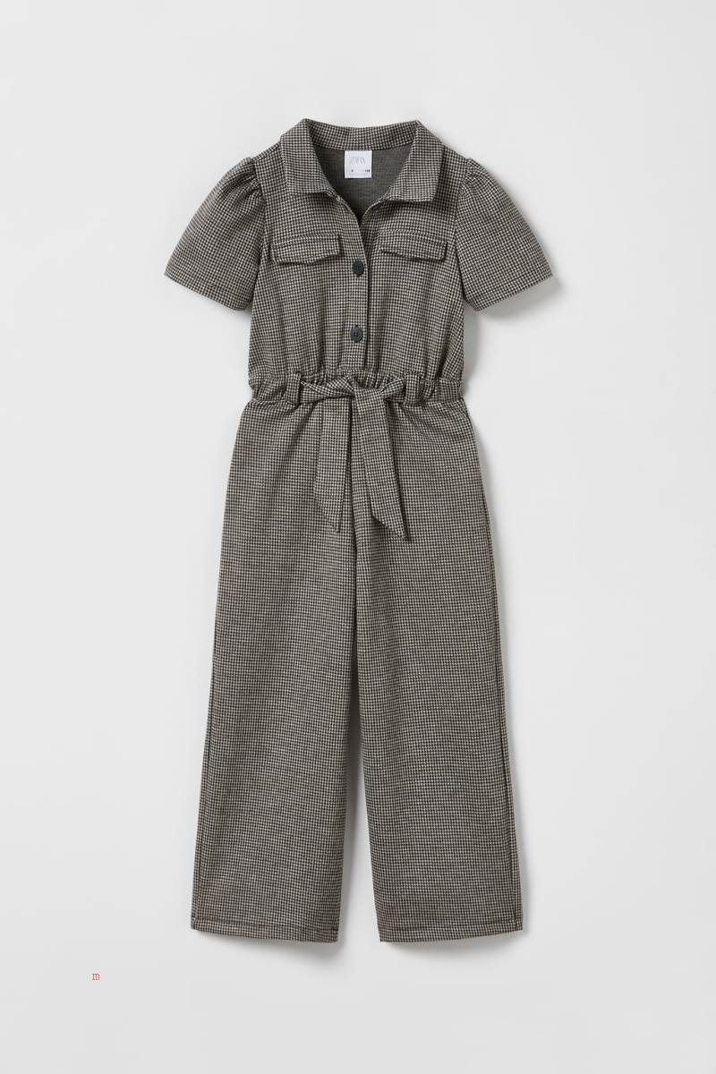 ZARA HOUNDSTOOTH Jumpsuit Tjej Grå | ELPGV-9746