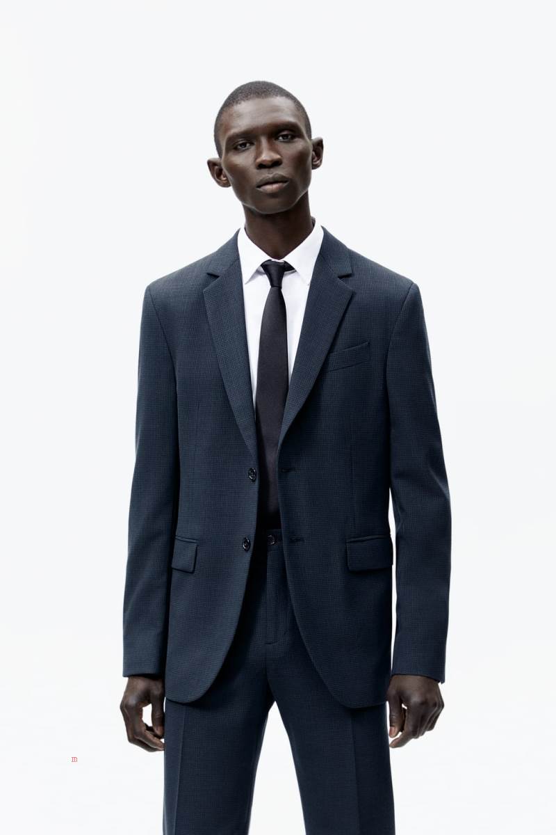 ZARA HOUNDSTOOTH SUIT Blazers Herr Gröna | UKBRW-3172