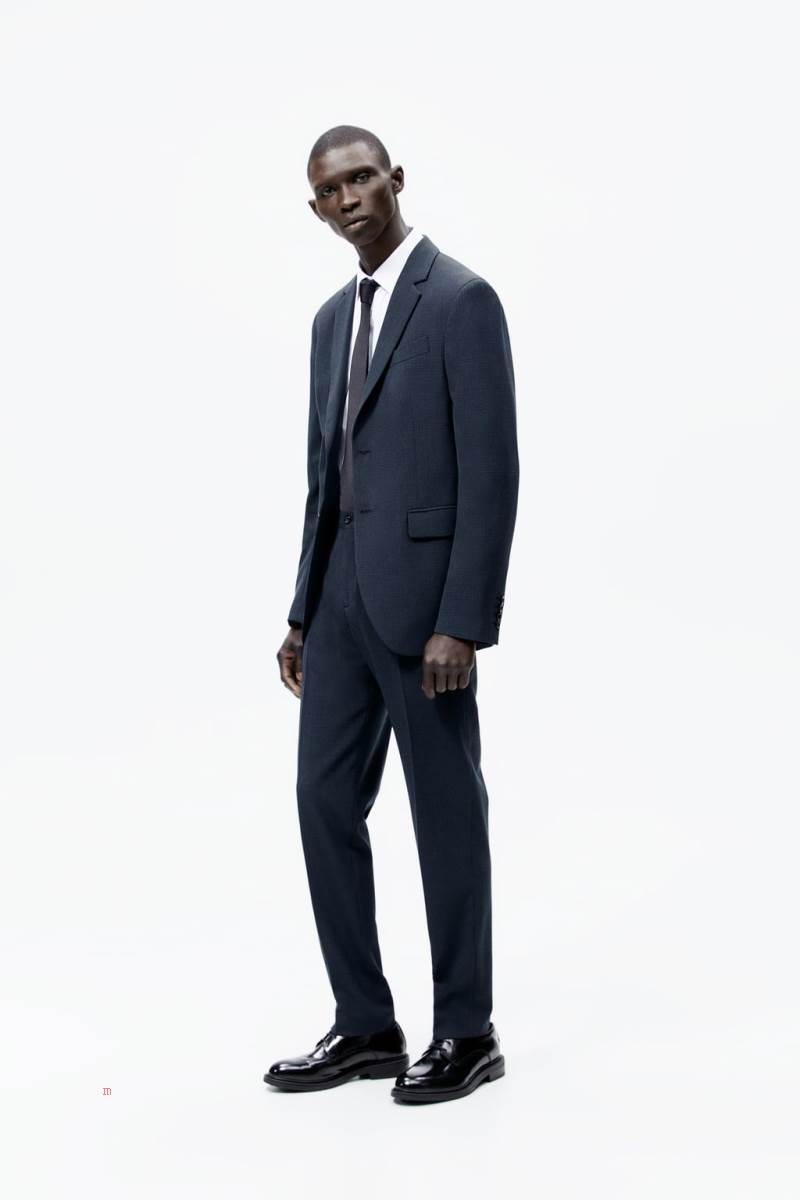 ZARA HOUNDSTOOTH SUIT Blazers Herr Gröna | UKBRW-3172