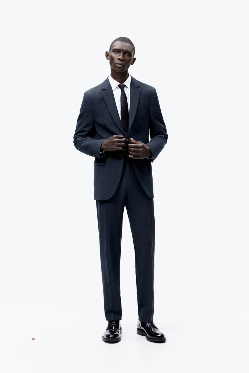 ZARA HOUNDSTOOTH SUIT Blazers Herr Gröna | UKBRW-3172