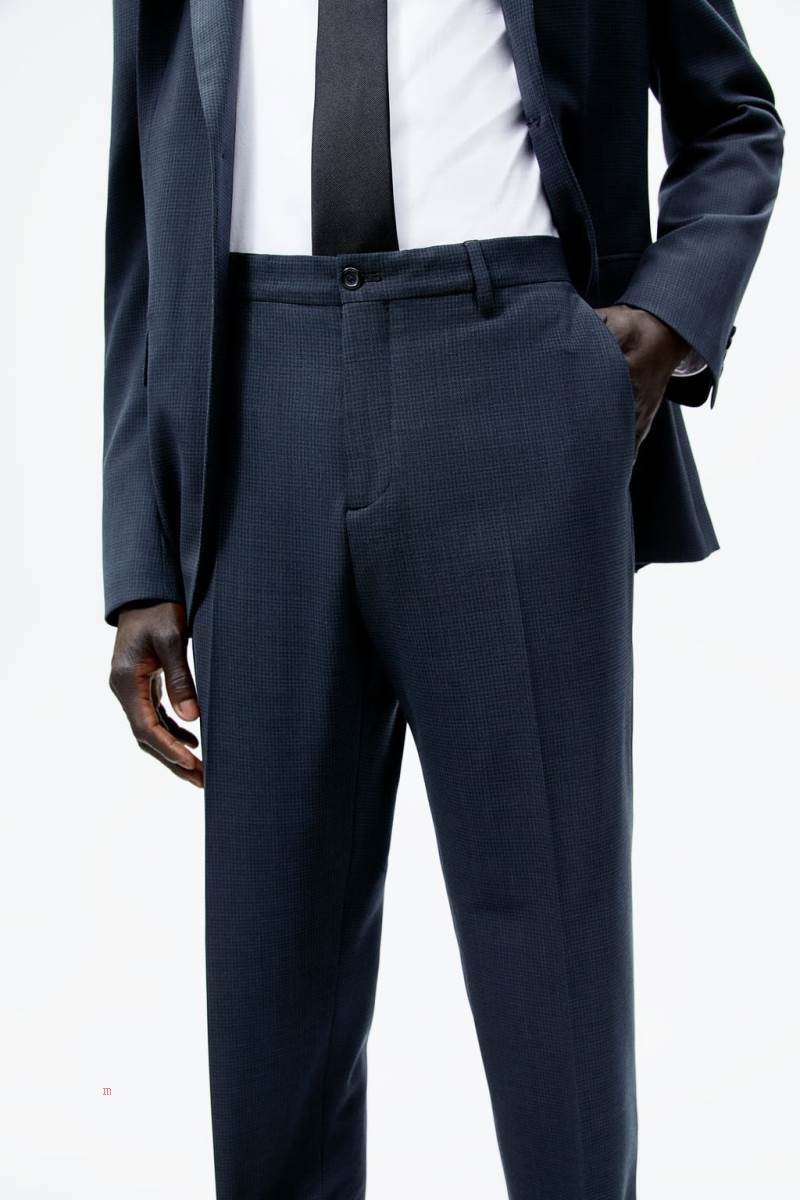ZARA HOUNDSTOOTH SUIT Byxor Herr Gröna | SCHXP-5031