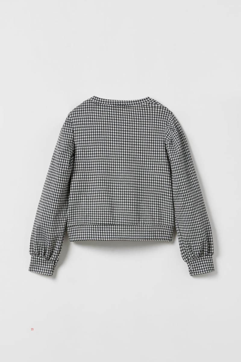 ZARA HOUNDSTOOTH Sweatshirt Tjej Svarta Vita | HRFXK-8975
