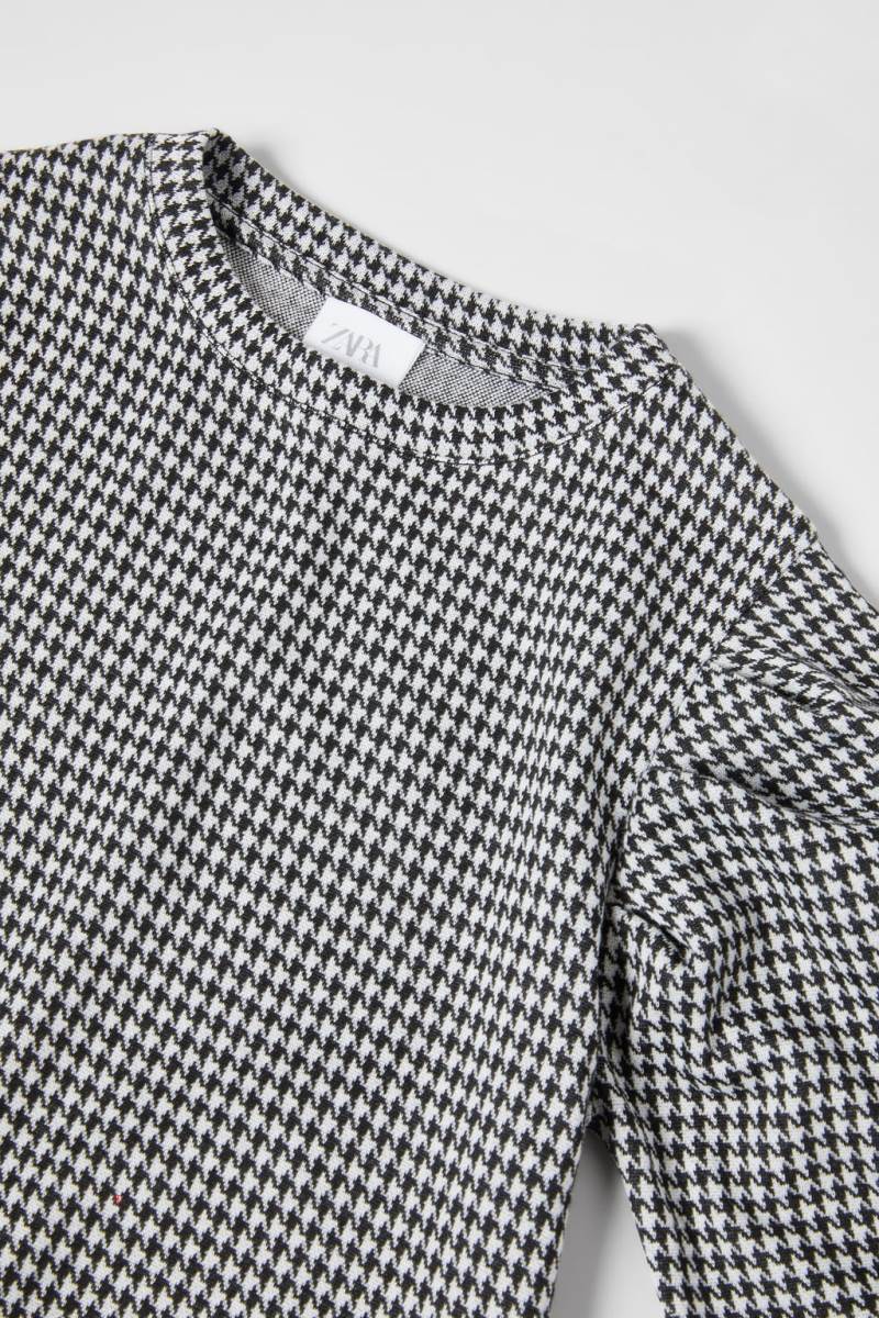 ZARA HOUNDSTOOTH Sweatshirt Tjej Svarta Vita | HRFXK-8975