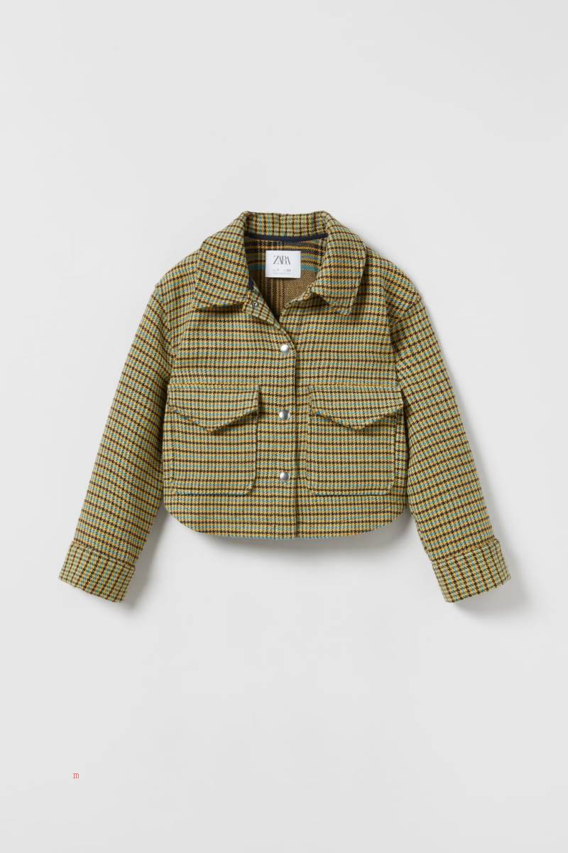 ZARA HOUNDSTOOTH Övertröja Tjej Turkos | HKYPR-0495