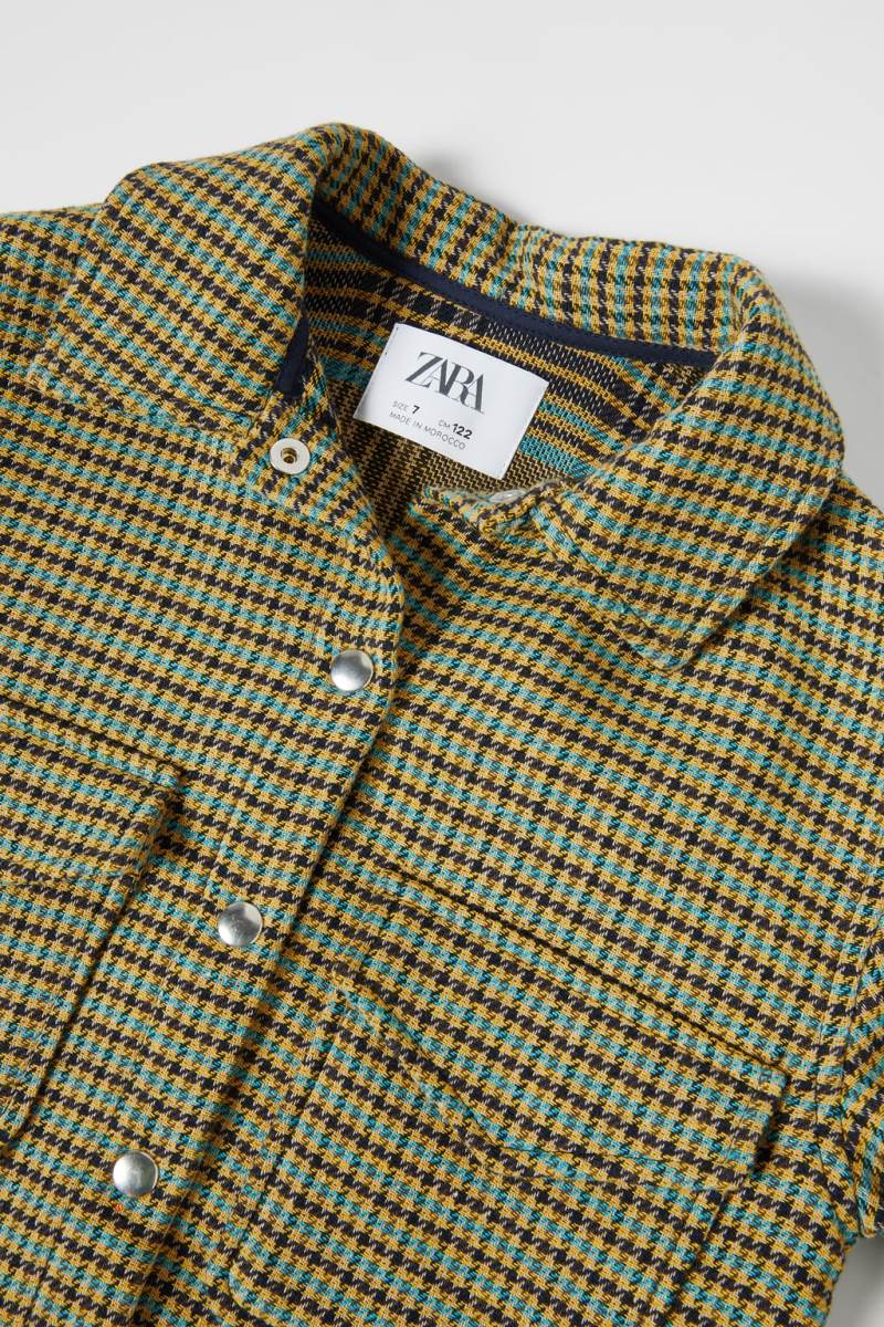 ZARA HOUNDSTOOTH Övertröja Tjej Turkos | HKYPR-0495